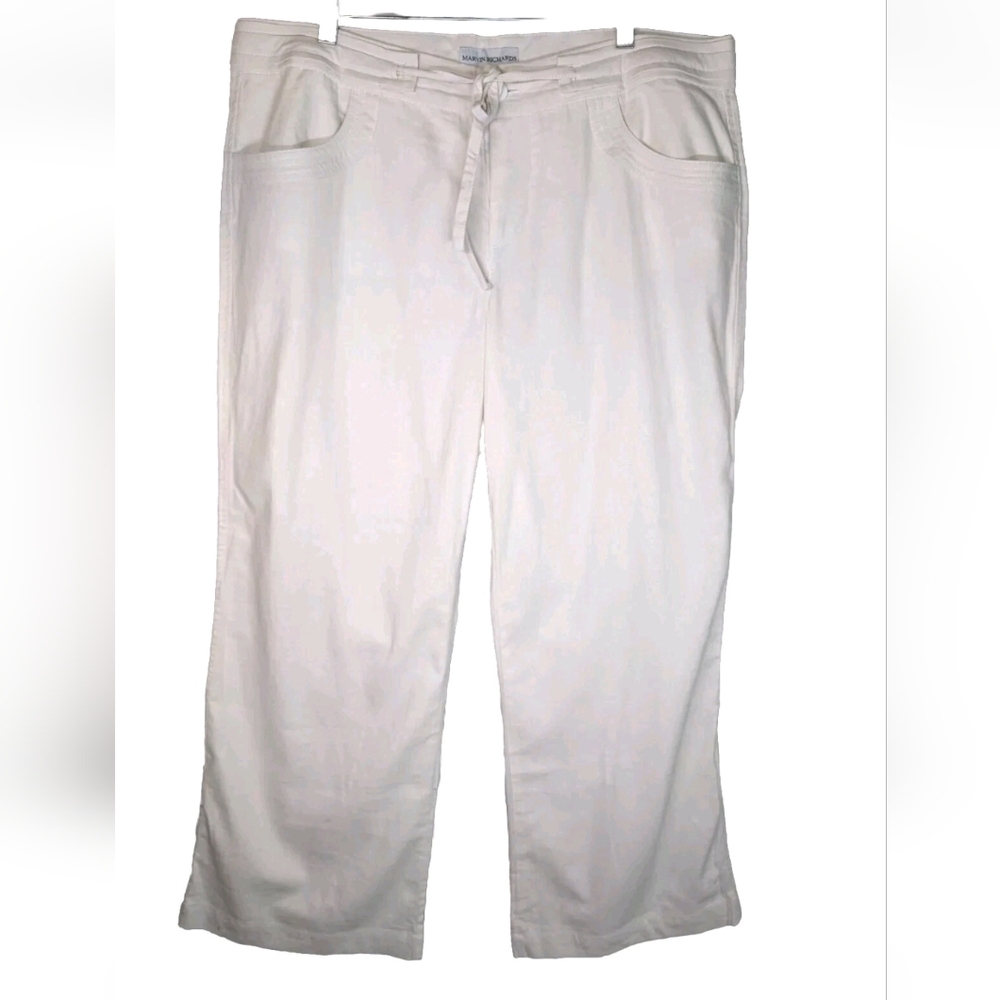 High waisted Wide Leg Linen Blend Pants - Picture 1 of 8